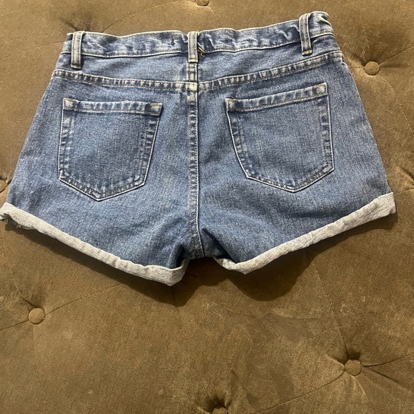 Forever 21 Blue Jean Shorts High-Waisted Frayed - Picture 2 of 5
